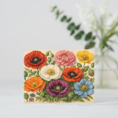 Vintage bunte Mohnblumen Postkarte (Stehend Vorderseite)