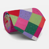 Vintage bunte Patchwork-Quadrate aus Gewirken Krawatte (Gerollt)