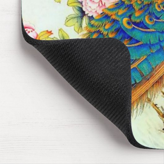 Vintage bunte Pfaus Mousepad (Ecke)