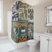 Vintage bunte Surfplakate Set mit Surfbus Duschvorhang (Beispiel)