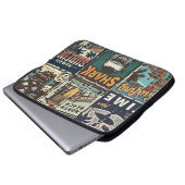 Vintage bunte Surfplakate Set mit Surfbus Laptopschutzhülle (Vorne Knopf)