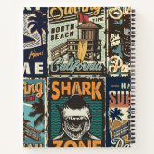 Vintage bunte Surfplakate Set mit Surfbus Notizblock (Rückseite)