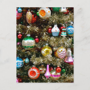 Vintage bunte Weihnachtsdekoration Postkarte