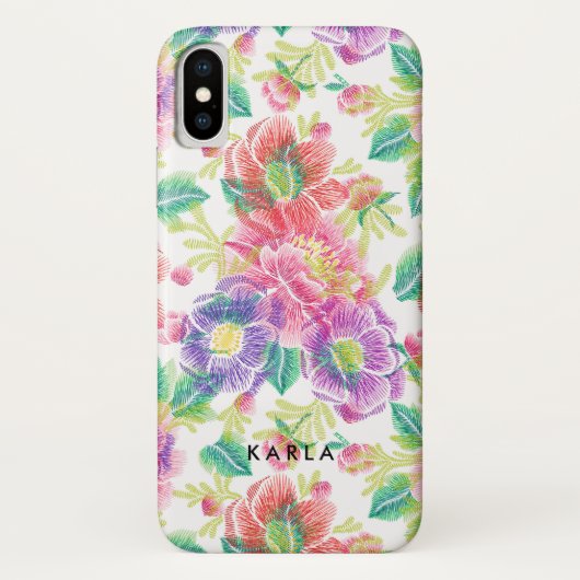 Vintage buntes Blumenmuster Case-Mate iPhone Hülle (Rückseite)