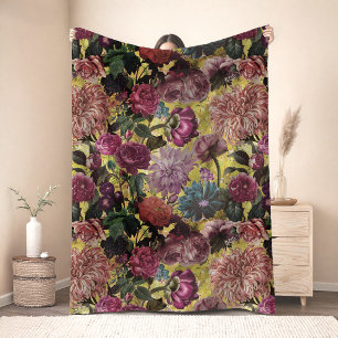 Vintage buntes gelbes Floral Fleecedecke