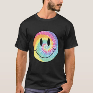 Vintage buntfarbene Tiedye-Farb-Smiley-Gesicht T-Shirt