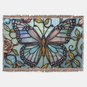 vintage Buntglas Blau Schmetterling Kunst  Decke