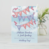 Vintage Bunting Wedding Invitations Einladung (Stehend Vorderseite)