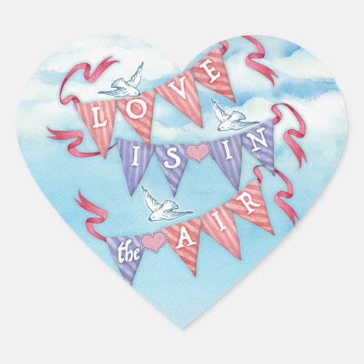 Vintage Bunting Wedding or Shower Heart Stickers (Vorderseite)