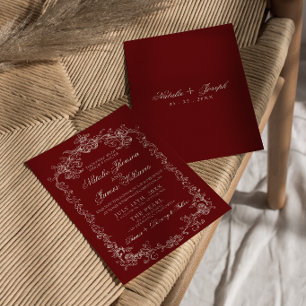 Vintage Burgund Altgeld Retro Elegant Hochzeit Einladung