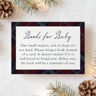 Vintage Burgund Blau Tartan Bücher für Baby Begleitkarte