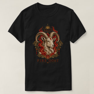 Vintage Burgund Feuer Ziege Wappen T-Shirt