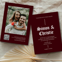 Vintage Burgund Foto QR Code Hochzeit