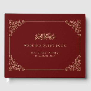Vintage Burgund-Islamische Hochzeit Gästebuch
