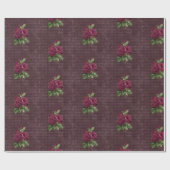 Vintage Burgund-Rose auf Harlequin Geschenkpapier (Flach)