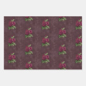 Vintage Burgund-Rose auf Harlequin Geschenkpapier Set (Vorderseite 3)