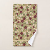 Vintage Burgund-Rose & Blüten Mit Monogramm Badhandtuch Set (Handtuch)