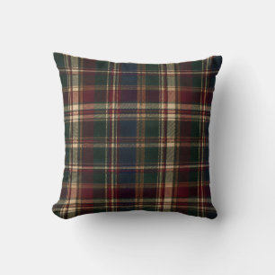 Vintage Burgund-Rot-Wald-Tartan Heritage-Karo Kissen