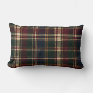 Vintage Burgund-Rot-Wald-Tartan Heritage-Karo Lendenkissen