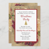 Vintage Burgunder Rose Weihnachtsfeier Einladung (Vorne/Hinten)