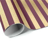 Vintage Burgunder Rot und Gold Streifen Geschenkpapier (Rolleneckpunkt)