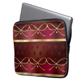 Vintage Burgundy Farbdekoration Luxus Gold Muster Laptopschutzhülle (Vorderseite Links)