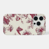 Vintage Burgundy Floral Phone Case iPhone Hülle (Rückseite (Horizontal))