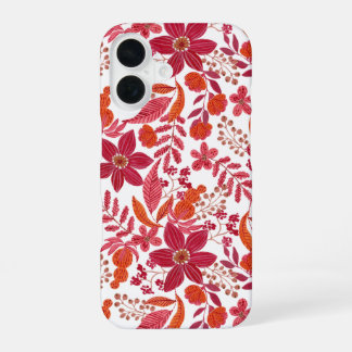 Vintage Burgundy Floral Slim Fit Handy Fälle iPhone 16 Hülle
