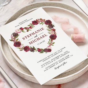 Vintage Burgundy Floral Wedding Einladung