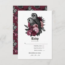 Vintage Burgundy Owls Gothic Wedding
