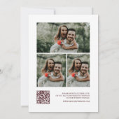 Vintage Burgundy Photo Collage QR Code Wedding Einladung (Rückseite)