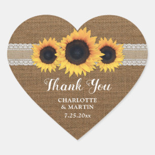 Vintage Burlap and Lace Sunflower Stickers