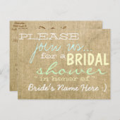 Vintage Burlap Country Bridal Dusche Einladung (Vorne/Hinten)