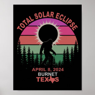 Vintage Burnet Texas Totale Sonnenfinsternis 2024 Poster