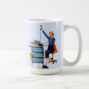 Vintage-Büro-Retro-Arbeitsfrau-Kunst Kaffeetasse