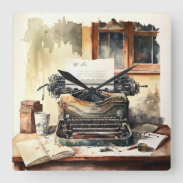 Vintage Büromauer für Schreibmaschinen Quadratische Wanduhr