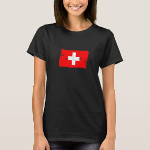 Vintage-Bürstenstil Schweizer Flagge Schweiz T-Shirt