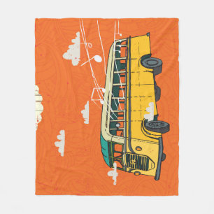 Vintage Bus: Wolken-Textur-Hintergrund Fleecedecke