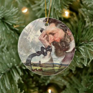 Vintage Business, Alexander Graham Bell Telefon Keramik Ornament