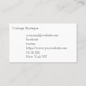 Vintage Business Card Eleganter Rahmen Visitenkarte (Rückseite)