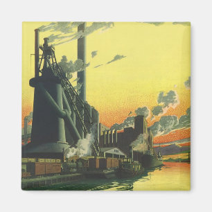 Vintage Business Factory, Fertigung auf einem Dock Magnet