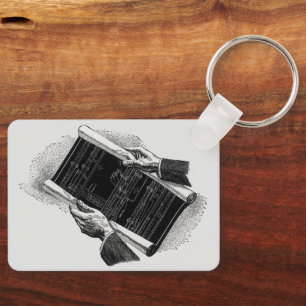 Vintage Business, Hands w Architectural Blueprints Schlüsselanhänger