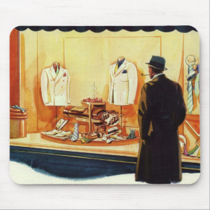 Vintage Business Retail Store, Man Window Shopping Mousepad