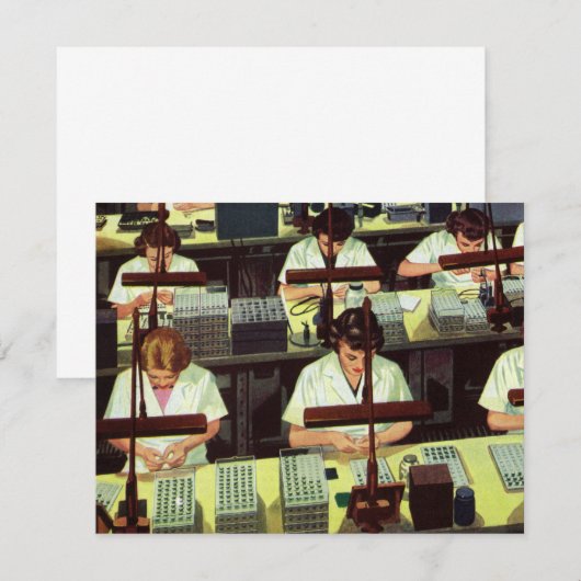 Vintage Business-, Telefonmontage-Line-Mitarbeiter (Vorne/Hinten)