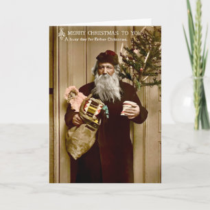 Vintage-Busy-Vater-Weihnachtsfeiertagskarte Feiertagskarte