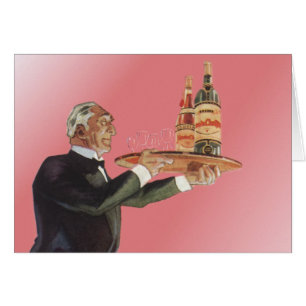 Vintage Butler im Smoking serviert Wein auf einem