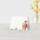 Vintage Butter Churning Girl Card Karte (Gelbe Blume)