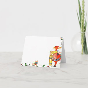 Vintage Butter Churning Girl Card Karte