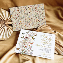 Vintage Butterfliegen Boho Wildblume Babydusche