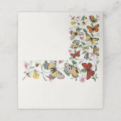 Vintage Butterfly Blank Handgeschriebene Hochzeit Platzkarte (Außenseite Aufgefaltet)
